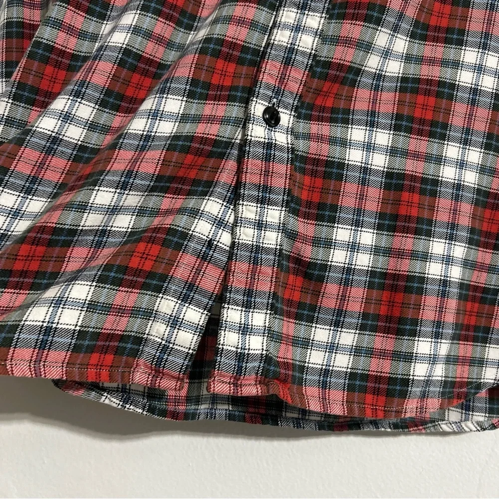Ralph Lauren Polo Jeans Red White Plaid Cotton Flannel Button Down Shirt XL